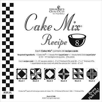 Moda Cake Mix Recipe #8 ~44 recipe cards will make 176 3" Fin QST & 1320 1" Fin HST,