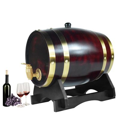 1.5L Whiskey Barrel Dispenser Oak Aging Barrels Home Whiskey Barrel Decanter for Wine, Spirits, Beer, and Liquor (Retro Color)