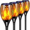 TomCare Solar Lights, 43" Waterproof Flickering Flames 96 LED Torches Outdoor Landscape Decoration Lighting Auto On/Off Pathway Lights for Garden Patio Yard, Black(4) view 1