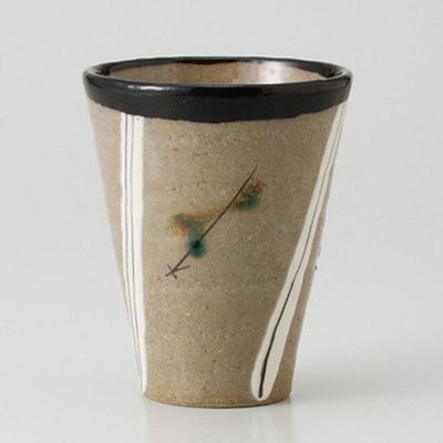  Black Oribe Matsuba Free Cup, 3.5 x 4.4 inches (9 x 11.2 cm), 12.8 fl oz (350 cc), 9.0 oz (253 g), [Restaurant, Restaurant, Commercial Use]