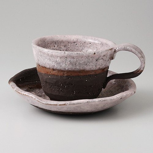 Black Earth Pink Coffee C/S, 8.5 fl oz (240 cc), 15.7 oz (450 g), Japanese Style Coffee C/S, Cafe, Restaurant, Ryokan, Japanese Tableware, Restaurant, Commercial Use, For Guests
