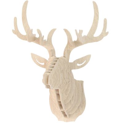 TINTON LIFE Creative Animal Head Wall Decor of The Entrance DIY 3D Puzzle Deer Head Wall Hanging Decor (Black)
