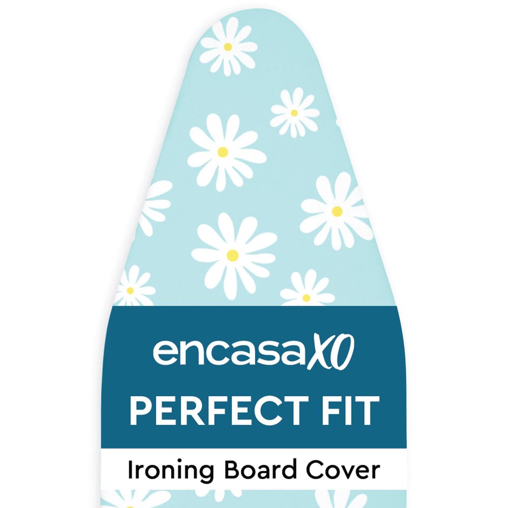 Encasa XO Ironing Board Cover and Pad 54"x18" - Thick 3mm Felt Padding, Drawstring Tightening & Lock, Easy Fit, Scorch & Stain Resistant, Fits X-Large Ironing Board - Daisy Blue