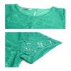Legou Women's Solid Color Lace Crew Neck Hollow Shift Dress Green XXXL view 4