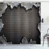 Ambesonne Modern Shower Curtain, Grunge Background with Digital Featured Cracked Look Futuristic Graphic Print, Cloth Fabric Bathroom Decor Set with Hooks, 69" W x 70" L, Charcoal Grey view 1