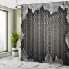Ambesonne Modern Shower Curtain, Grunge Background with Digital Featured Cracked Look Futuristic Graphic Print, Cloth Fabric Bathroom Decor Set with Hooks, 69" W x 70" L, Charcoal Grey view 4