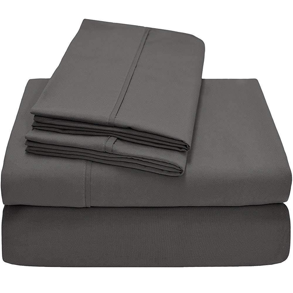 Singh's Textiles 600 Thread Count 100% Egyption Cotton Full Sleeper Sofa Bed Sheet Set (54" x 72" + 4") Elephant Grey Solid