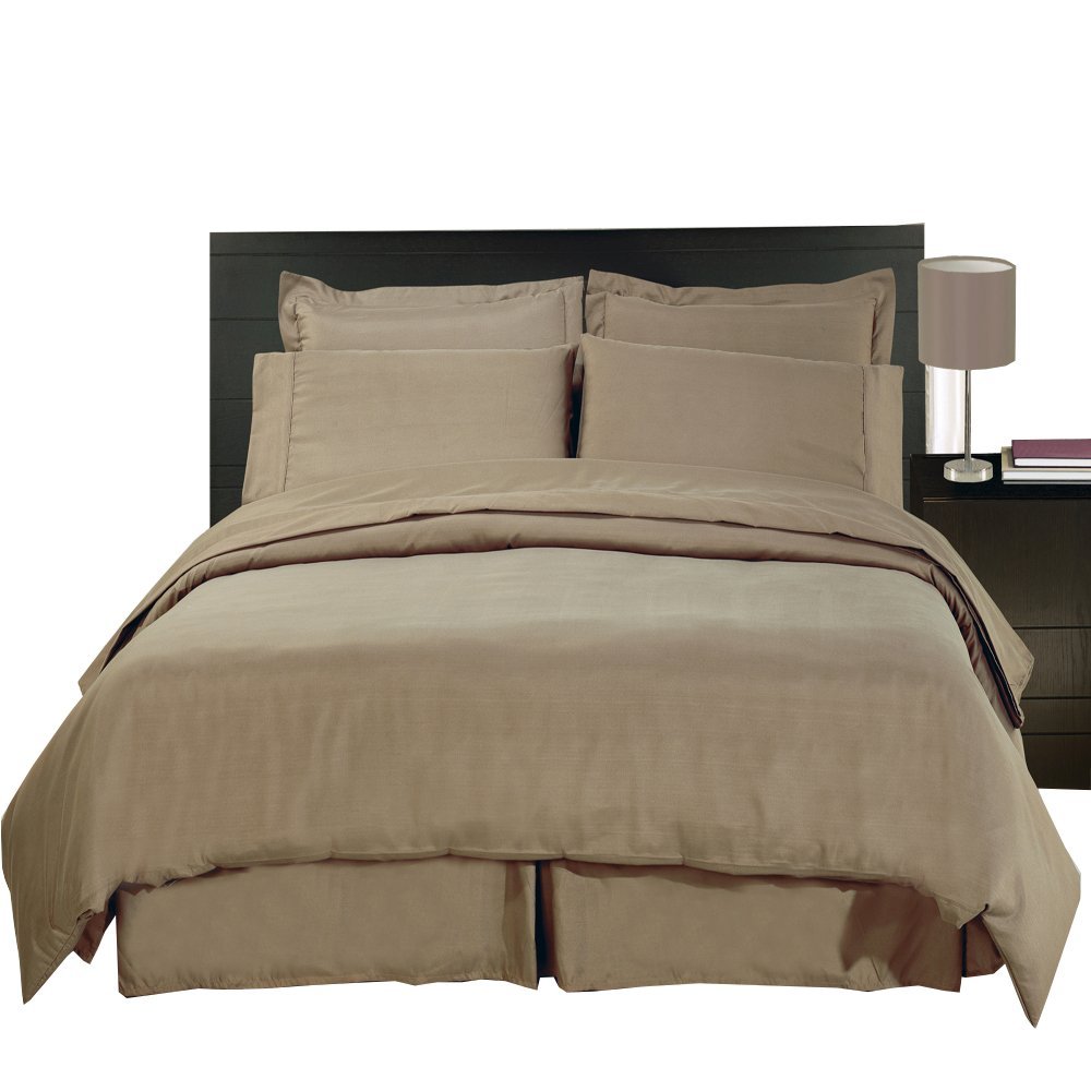 sheetsnthings 8PC Bed in a Bag Bedding Set Solid Taupe 100% Microfiber, Queen Size