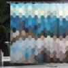 Ambesonne Geometric Shower Curtain, Modern Hexagonal Fractal Game Defocus Blurry Winter Landscape, Cloth Fabric Bathroom Decor Set with Hooks, 69" W x 70" L, Multicolor Slate Blue view 3