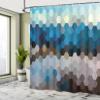 Ambesonne Geometric Shower Curtain, Modern Hexagonal Fractal Game Defocus Blurry Winter Landscape, Cloth Fabric Bathroom Decor Set with Hooks, 69" W x 70" L, Multicolor Slate Blue view 4