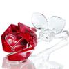 Waltz&F Crystal Rose Flower,Glass Rose Paperweight Figurine Collectible Statue Wedding Table Centerpiece Ornament,Red Rose view 1