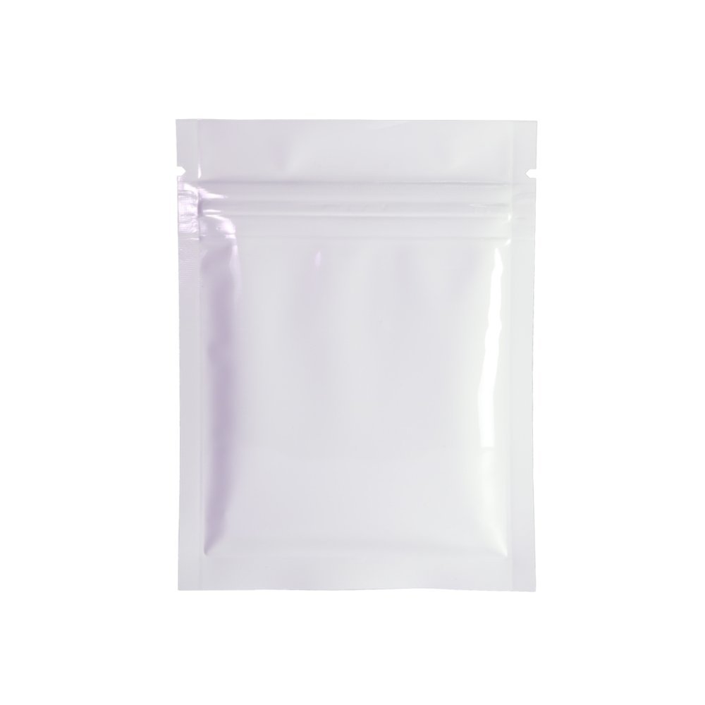 QQ Studio 100x Premium Smell Proof Food Safe Double-Sided Color Mylar Foil Flat Heat Sealable Sample QuickQlick Zipper Seal Bag 7.5x10cm (3x4") (White)