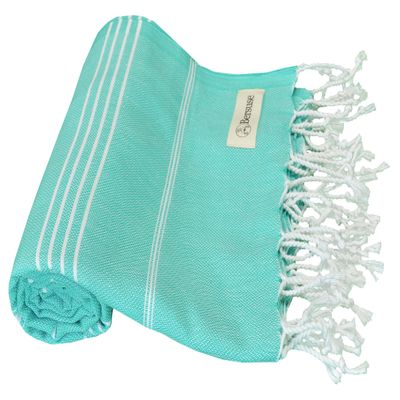 Bersuse Beach Towels Peshtemal Turkish Towels Anatolia Collection Premium Turkish Beach Towel, 100% Cotton, Large, Quick-Dry, Sand-Free, Lightweight - 37x70 Inches, Mint Green (Set of 6)