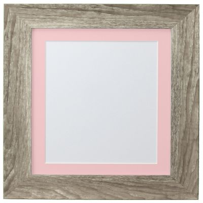 FRAMES BY POST Hygge Picture, Photo and Poster Frame, Plastic Glass, Grey Ash with Pink Mount, A2 Image Size A3