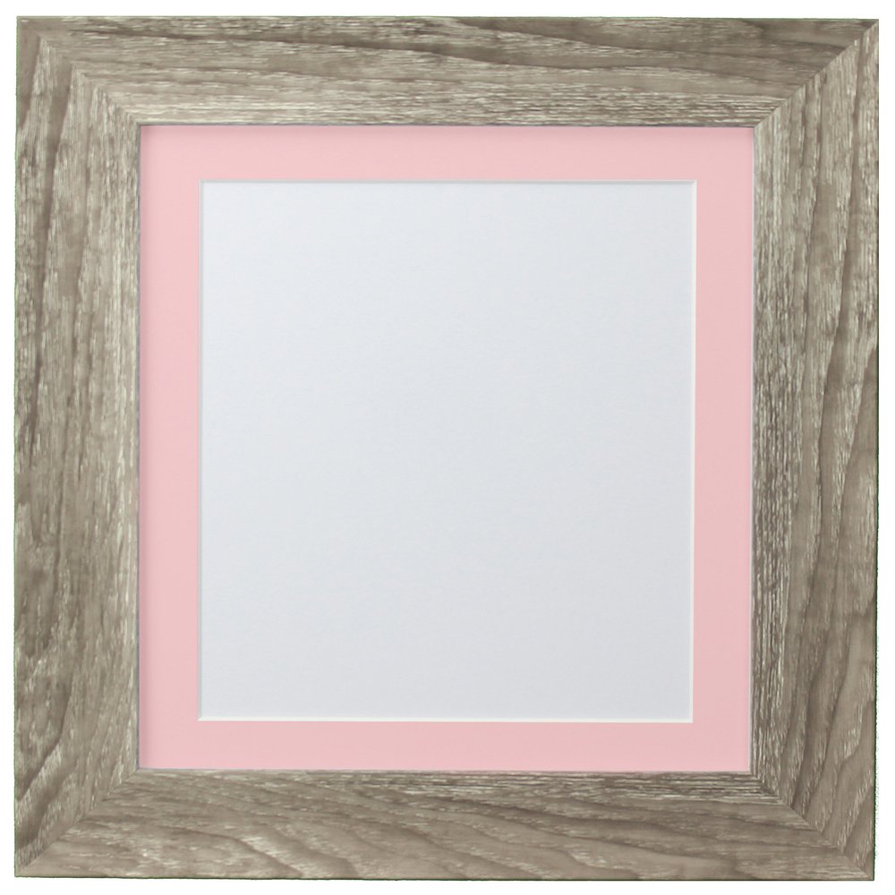 FRAMES BY POST Hygge Picture, Photo and Poster Frame, Plastic Glass, Grey Ash with Pink Mount, A2 Image Size A3