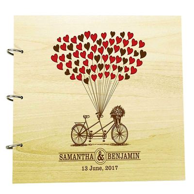 Handmade Personalised Wedding Sign in Guestbook Rustic Wood Engraved Photo Album Scrapbook