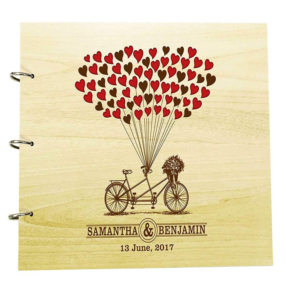 Handmade Personalised Wedding Sign in Guestbook Rustic Wood Engraved Photo Album Scrapbook