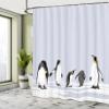 Ambesonne Animal Shower Curtain, Penguins on Polar ICY Land Winter Climate Arctic Cold Season Creatures Print, Cloth Fabric Bathroom Decor Set with Hooks, 69" W x 84" L, White Lilac view 4