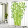 Ambesonne Exotic Shower Curtain, Bamboo Stems with Leaves Fresh Bunch Tropical Plant Eco Foliage Print, Cloth Fabric Bathroom Decor Set with Hooks, 69" W x 75" L, Lime Green view 4