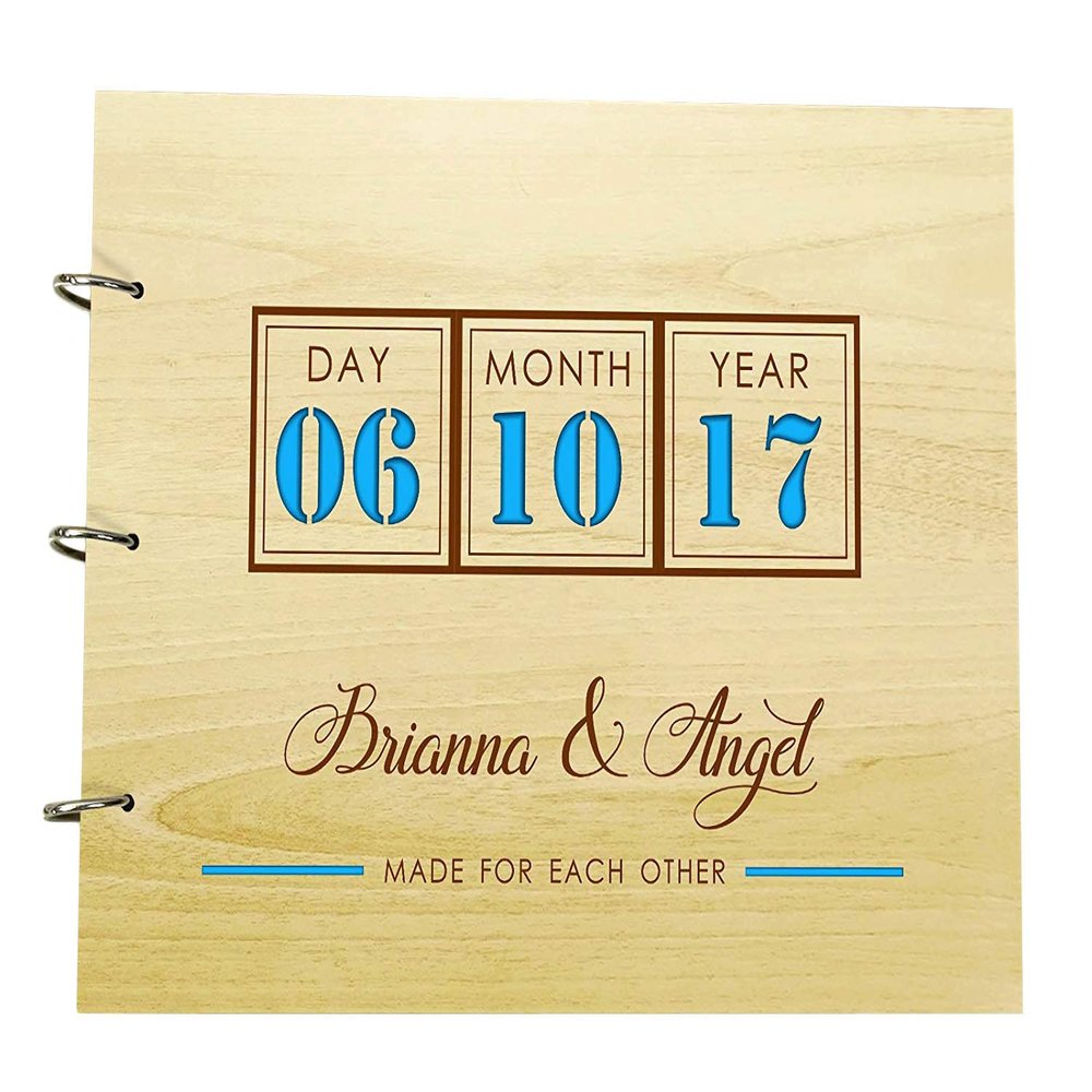 Handmade Personalized Wood Engraved Wedding Guest Book Custom Wooden Photo Albums