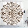 Ambesonne Mandala Shower Curtain, Abstract Art Style Vector Illustration of Mandala Flower on White Background, Cloth Fabric Bathroom Decor Set with Hooks, 69" W x 70" L, Brown and White view 1