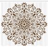 Ambesonne Mandala Shower Curtain, Abstract Art Style Vector Illustration of Mandala Flower on White Background, Cloth Fabric Bathroom Decor Set with Hooks, 69" W x 70" L, Brown and White view 2