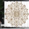 Ambesonne Mandala Shower Curtain, Abstract Art Style Vector Illustration of Mandala Flower on White Background, Cloth Fabric Bathroom Decor Set with Hooks, 69" W x 70" L, Brown and White view 3