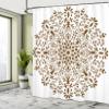 Ambesonne Mandala Shower Curtain, Abstract Art Style Vector Illustration of Mandala Flower on White Background, Cloth Fabric Bathroom Decor Set with Hooks, 69" W x 70" L, Brown and White view 4