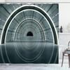 Ambesonne Outer Space Shower Curtain, Science Fiction Theme 3D Design Futuristic Corridor Technologic Image Print, Cloth Fabric Bathroom Decor Set with Hooks, 69" W x 84" L, Blue Grey view 1