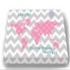 Dr Seuss, Personalized Canvas Nursery Chevron World Map, Customized Baby Name Wall Art Decor, Unique Educational Painting, Memorable Boys & Girls Gift, Giclee Print Stretched on Wood Frame 8X10 view 3