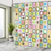 Ambesonne Retro Shower Curtain, Abstract Grunge Background with Geometric Cubes Inner Circles Graphic Design, Cloth Fabric Bathroom Decor Set with Hooks, 69" W x 75" L, Multicolor White view 4
