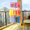 BAOYOUNI Folding Clothes Drying Rack 3-Tier Indoor Outdoor Space Saving Stand Hanger with 24 Clips and 32 Towels Bars for Baby Clothes, Cloth Diapers, Socks, Bras, Towels, Underwear (Pink) view 2