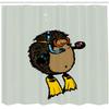 Ambesonne Animal Shower Curtain, Cartoon Scuba Diver Hedgehog Illustration Funny Sea Life Themed, Cloth Fabric Bathroom Decor Set with Hooks, 69" W x 84" L, Pale Blue Yellow view 2