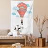 Ambesonne Cartoon Tapestry, Inspirational Words Say Yes to New Adventures Hand Drawn Hot Air Balloon, Wall Hanging for Bedroom Living Room Dorm Decor, 60" X 80", Mint Pink view 2