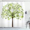 Ambesonne Nature Shower Curtain, Summer Tree with Flourishing Flowers Spring Blossoms Seasonal Print, Cloth Fabric Bathroom Decor Set with Hooks, 69" W x 70" L, Green Brown White view 1