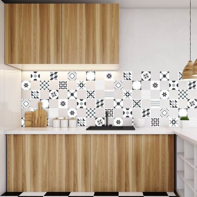 Ambiance col-RV-0313_10x10cm Tile Sticker, 10 x 10 cm, Gomtriques Nuance De Gris