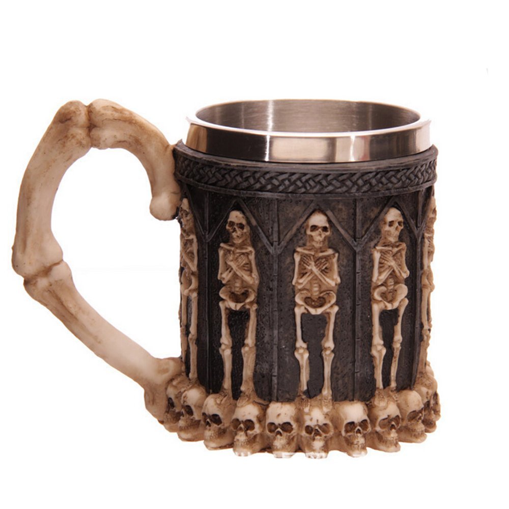 3D Cool Skull Bar Mug Coffee Cup Stainless Steel Cup Creative Gift