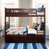 AFI Columbia Full over Full Size Bunk Bed with Bed Drawers and Charging Station in Walnut view 3