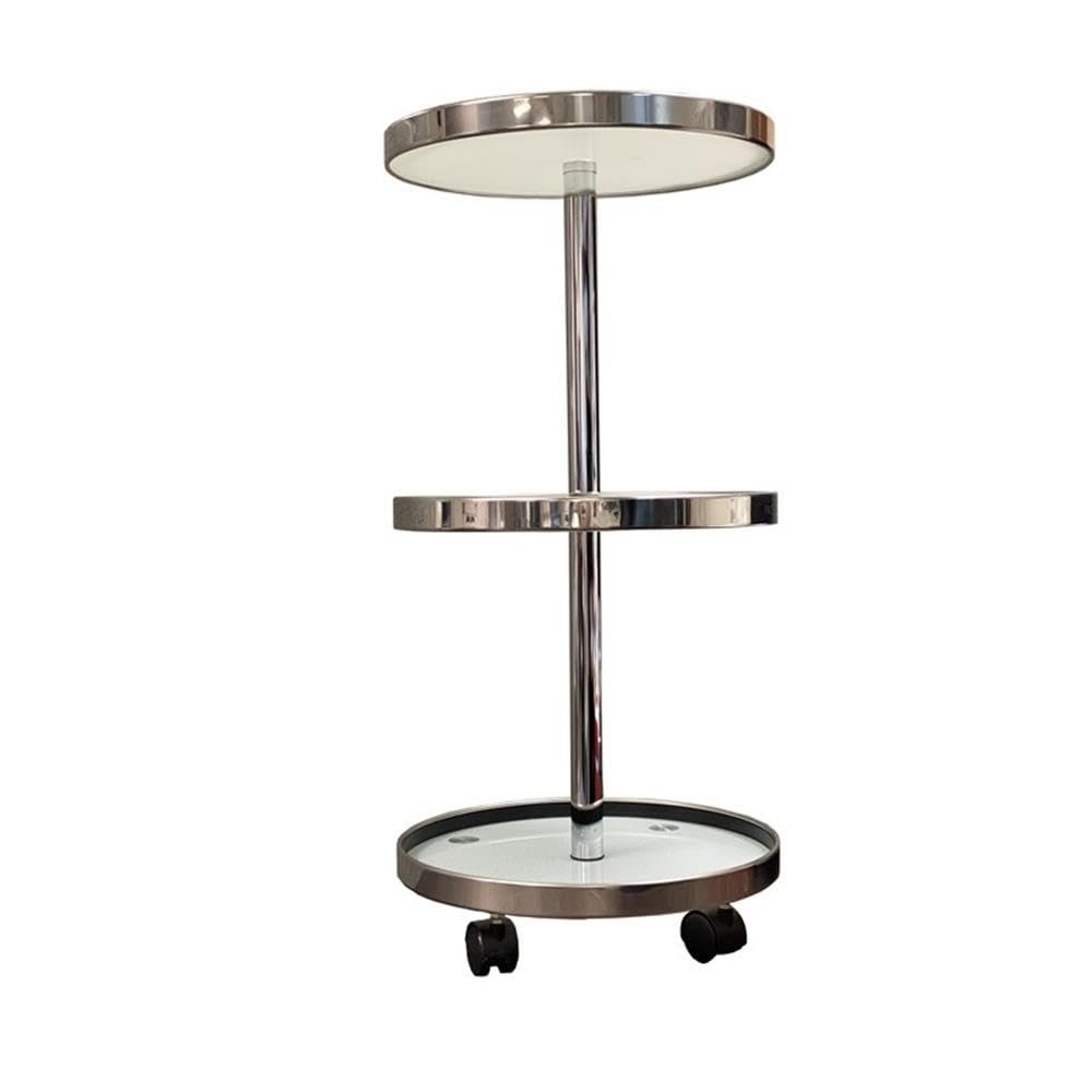 New Spec Round Glass Mobile Bathroom Towel and Utiliy Cart, Chrome