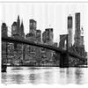 Ambesonne Modern Shower Curtain, Brooklyn Bridge Sunset Manhattan American New York City Famous Town Image, Cloth Fabric Bathroom Decor Set with Hooks, 69" W x 70" L, Black and White view 2