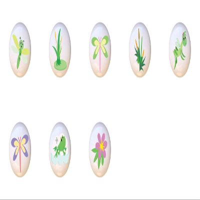 SET OF 8 KNOBS - Pond Life Bugs Insects Frog Lily Pad Dragonflies - DECORATIVE Glossy CERAMIC Cupboard Cabinet PULLS Dresser Drawer KNOBS