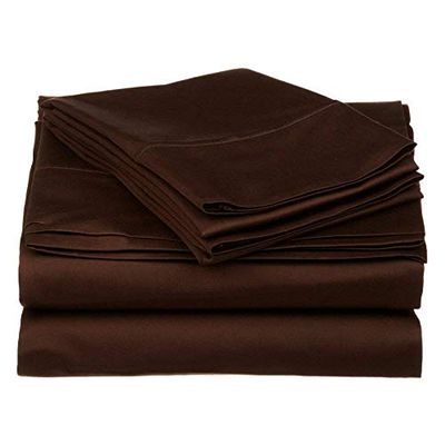 Singh's Textiles 600 Thread Count 100% Egyption Cotton Full Sleeper Sofa Bed Sheet Set (54" x 72" + 4") Chocolate Solid