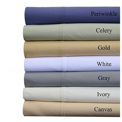 22 Inch Deep Pocket Solid Periwinkle King 300TC Sheet Set, Breathable Crispy Soft Percale Bed Sheets