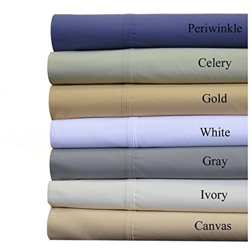 22 Inch Deep Pocket Solid Periwinkle King 300TC Sheet Set, Breathable Crispy Soft Percale Bed Sheets