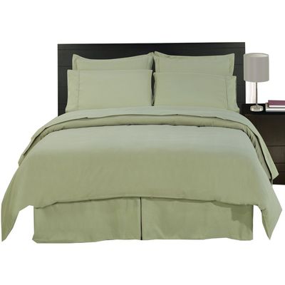 sheetsnthings 8PC Bed in a Bag Bedding Set Solid Sage 100% Microfiber, Queen Size