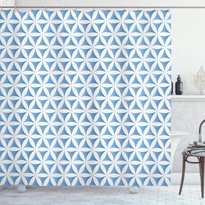 Ambesonne Abstract Shower Curtain, Flower of Life Traditional Alchemy Disc Cosmos Pattern, Cloth Fabric Bathroom Decor Set with Hooks, 69" W x 70" L, Pale White