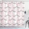 Ambesonne Romantic Shower Curtain, Flamingos Shaping Hearts Heads Love Animal Valentines Illustration, Cloth Fabric Bathroom Decor Set with Hooks, 69" W x 84" L, Pale Pink Grey view 1