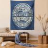 Ambesonne Modern Tapestry, Pacific Waves Surf Camp and Hawaii Logo Motif Effects Design, Wall Hanging for Bedroom Living Room Dorm Decor, 60" X 80", Khaki Slate Blue view 1