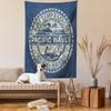 Ambesonne Modern Tapestry, Pacific Waves Surf Camp and Hawaii Logo Motif Effects Design, Wall Hanging for Bedroom Living Room Dorm Decor, 60" X 80", Khaki Slate Blue view 2