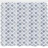 Ambesonne Abstract Shower Curtain, Square Shaped Lines Dots Wavy Stripes Spiral Spots Floral Petals Illustration, Cloth Fabric Bathroom Decor Set with Hooks, 69" W x 84" L, Indigo view 2